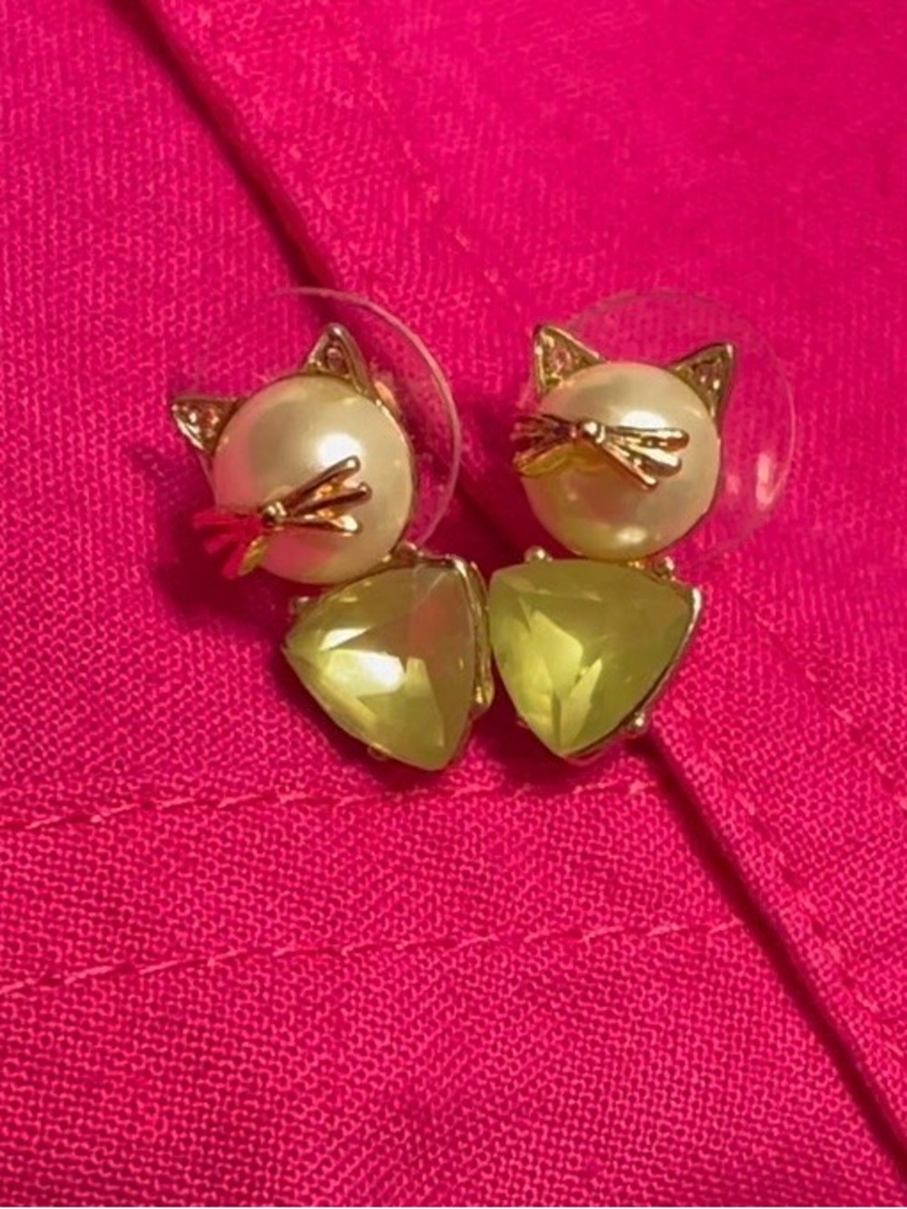 Betsey Johnson Small Geometric Cat Earrings